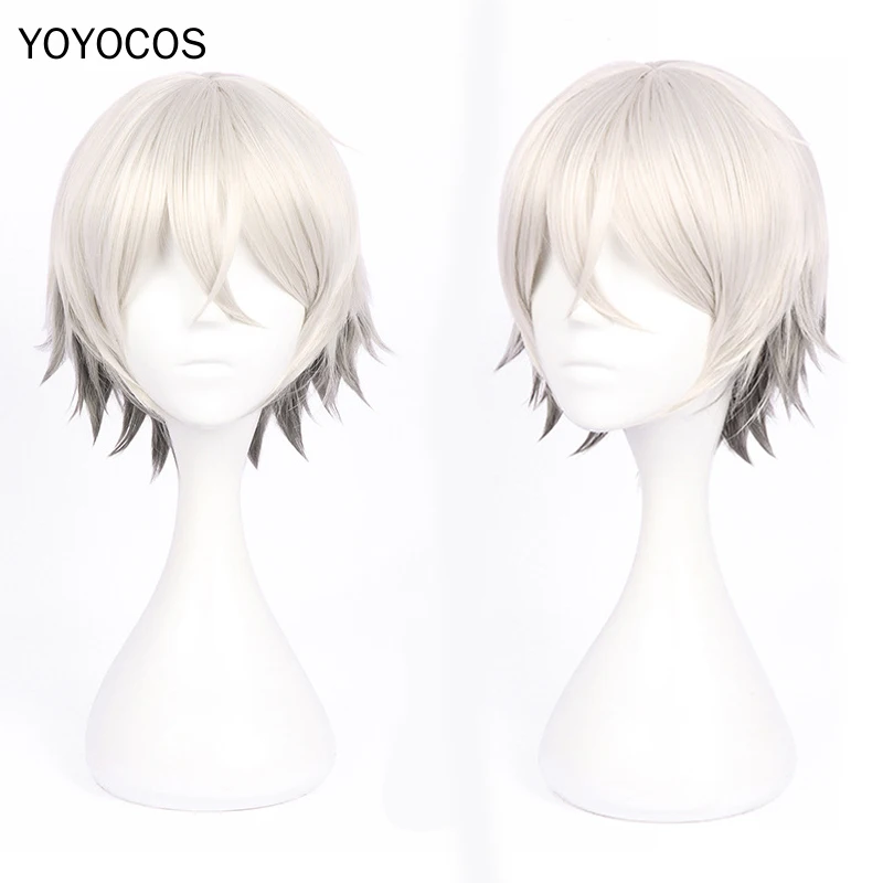 

FGO Lan Ling Wang Cosplay Wig Fate Grand Order Cosplay Grayish White Gradient Black wig Heat Resistant Synthetic Hair+Hairnet