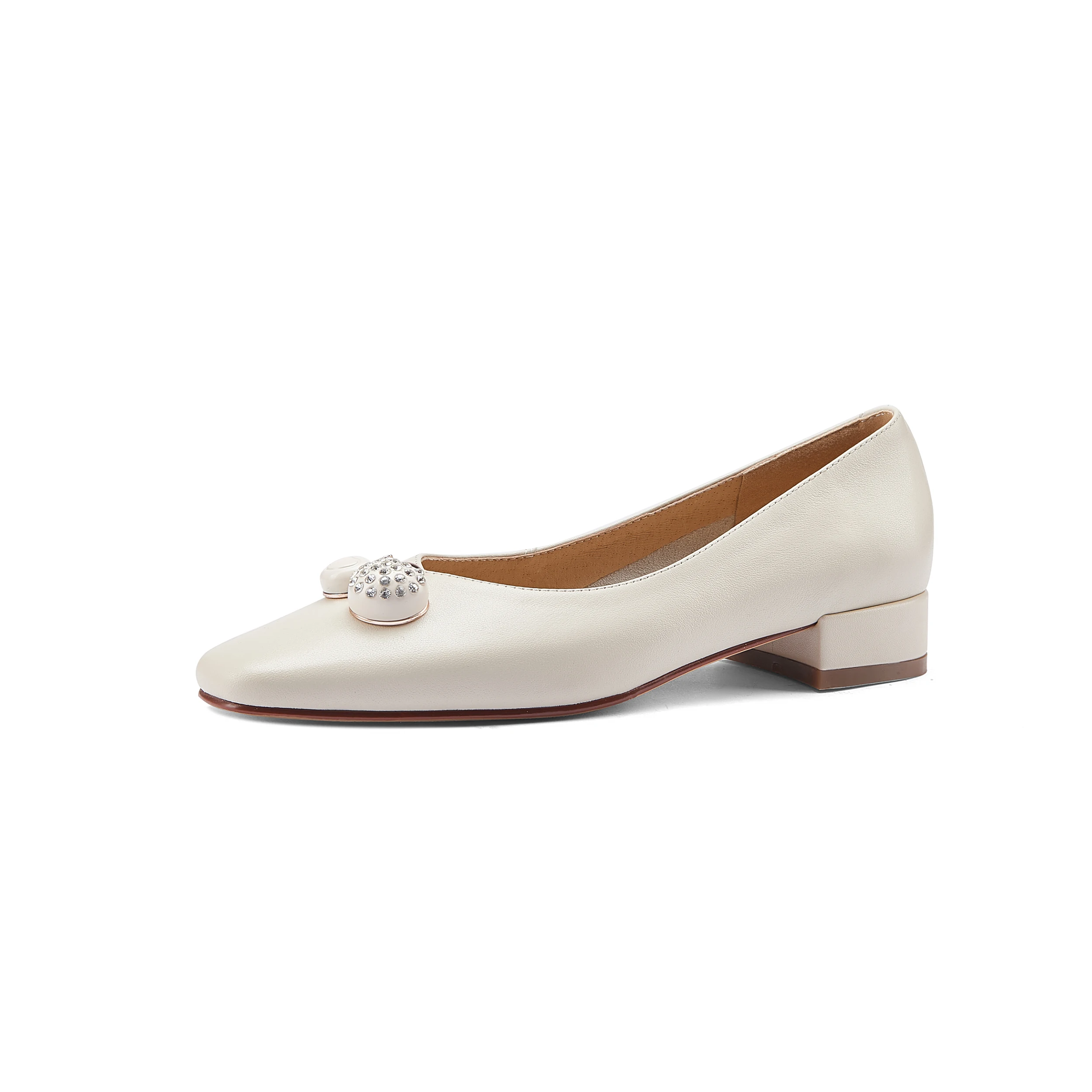 

ESVEVA 2021 Square Low Heel Sweet Style Basic Women Shoes Spring Autumn Genuine Leather Pointed Toe Ladies Pumps Size 34-40