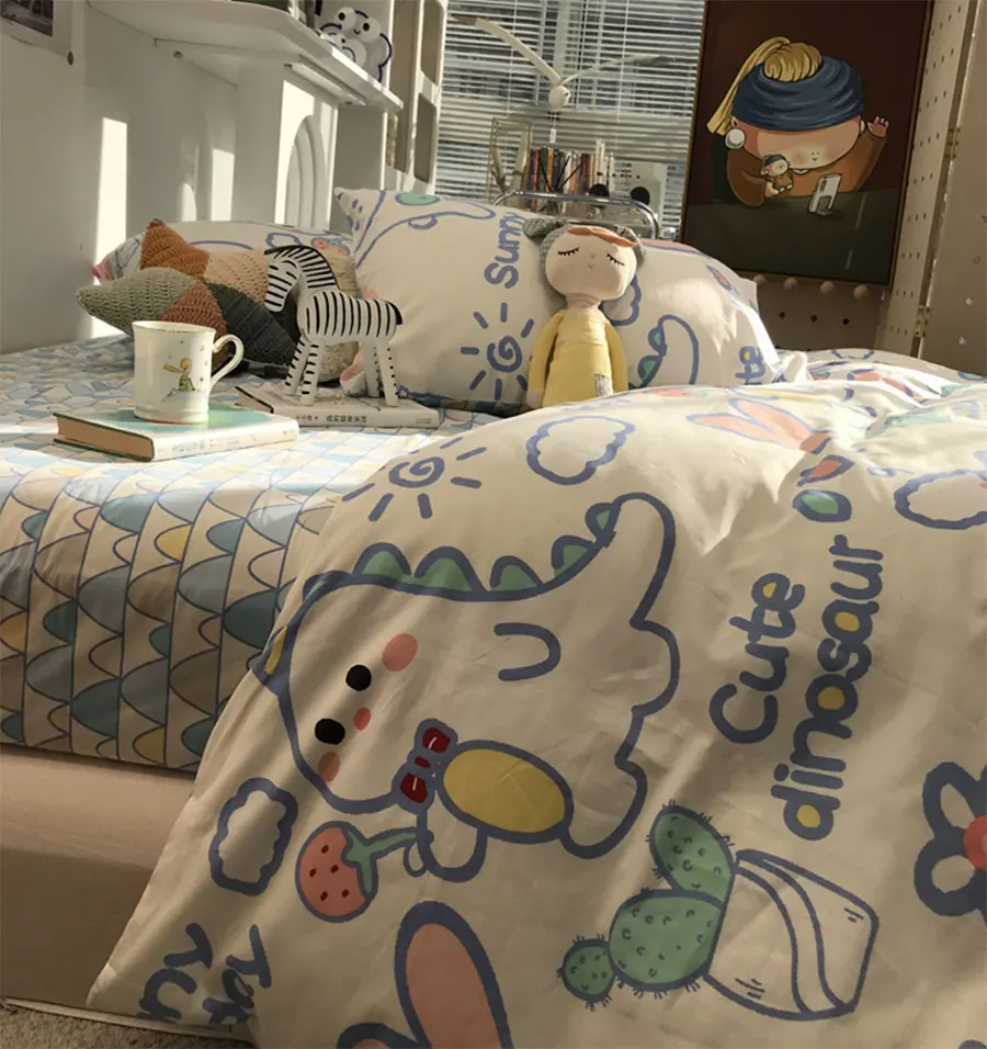 Набор детской одежды с милым мультяшным медведем Симпатичная хлопковая двойная