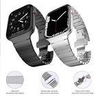 Ремешок из нержавеющей стали для Apple Watch band 45 мм 41 мм 44 мм 40 мм 42 мм 38 мм, металлический браслет с пряжкой-бабочкой для iWatch SE 7 6 5 4 3 2