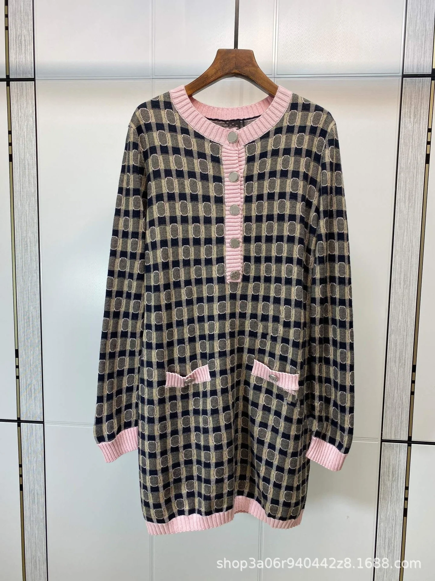 Новое Стильное мягкое вязаное жаккардовое Трикотажное изделие с розовыми краями