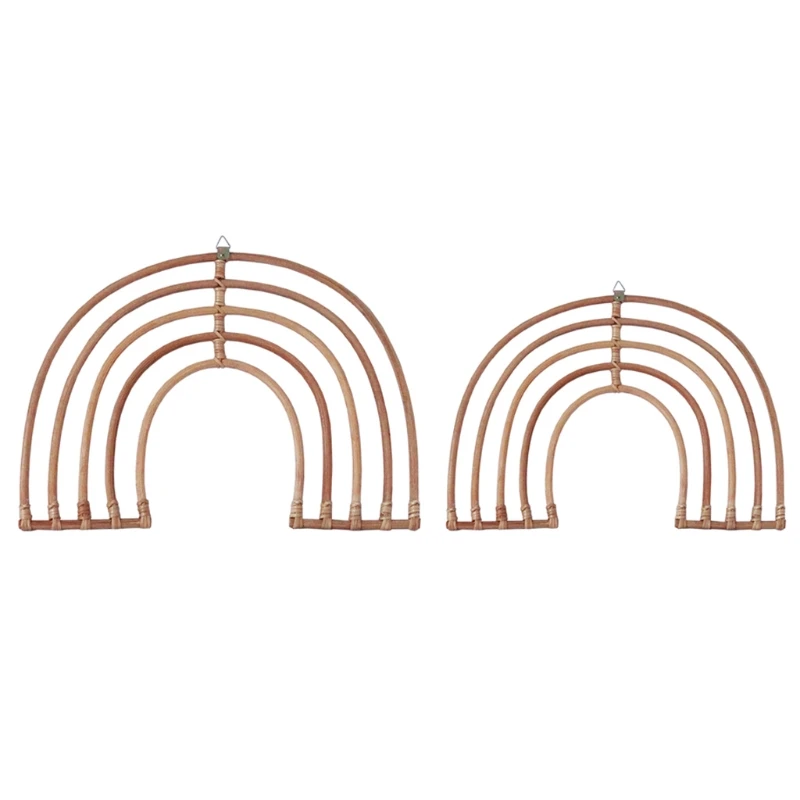 

Rattan Rainbow Macrame Rainbow Wall Hanging Ornaments Baby Room Nursery Decor Living Room Kids Girls Bedroom Decoration Pendants