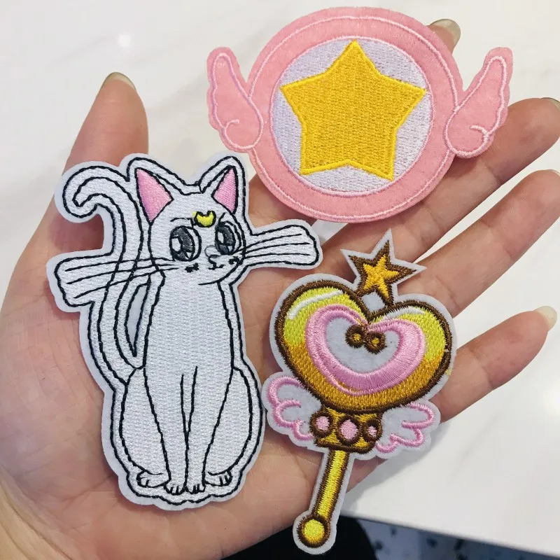 3 шт. нашивки с котом Сейлор Мун Луна термоклейкие значки вышитые наклейки для