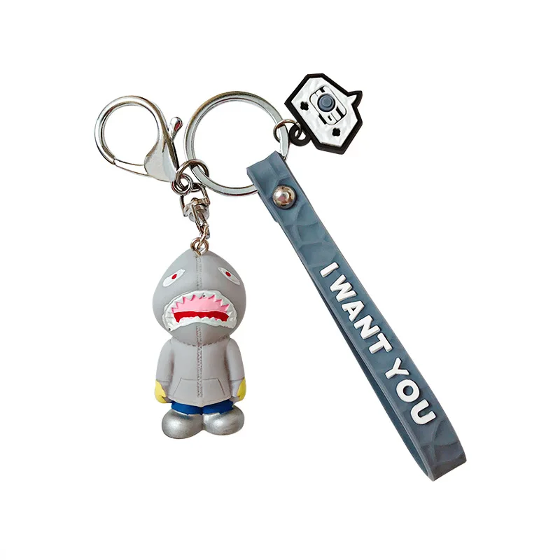 

2020 new fashion Animation Small Shark KeyChain Ornament Lovely Shark Key Chain Soft Plastic Doll Creative Keyring