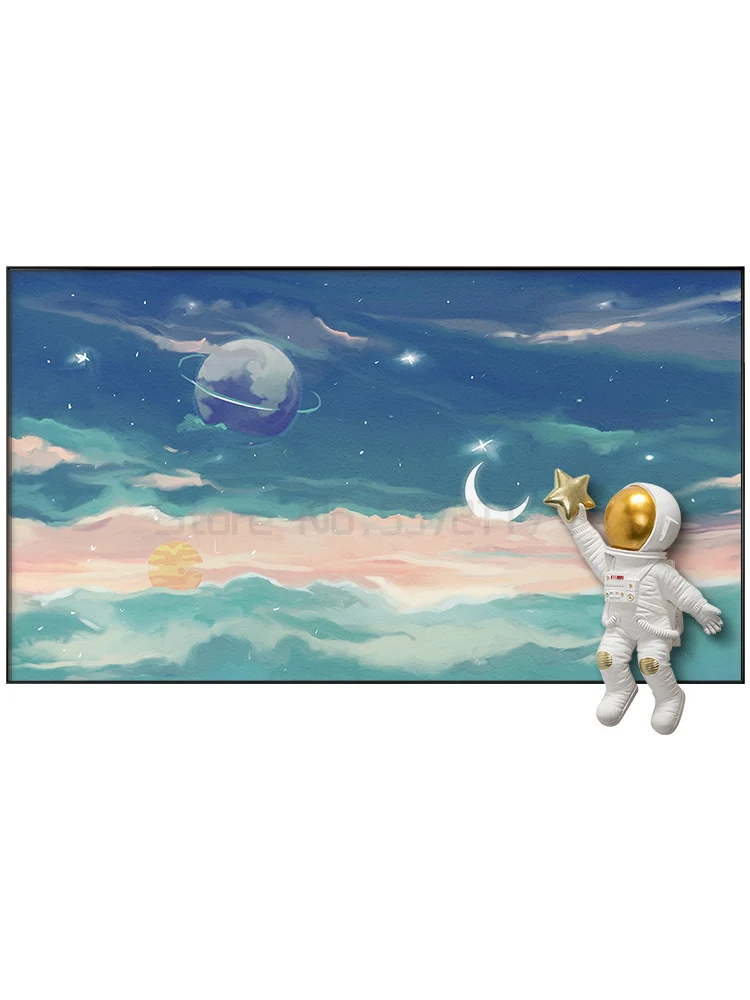 

Nordic children's room decorative painting modern simple three-dimensional astronaut physical mural bedside hanging painting