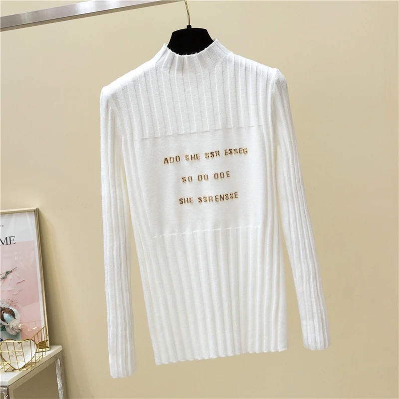 JoinYouth 2020 Autumn Pullovers Print Letters Half Turtleneck Sweater Women Patchwork All Match Korean Pull Femme Fashion J245 | Женская