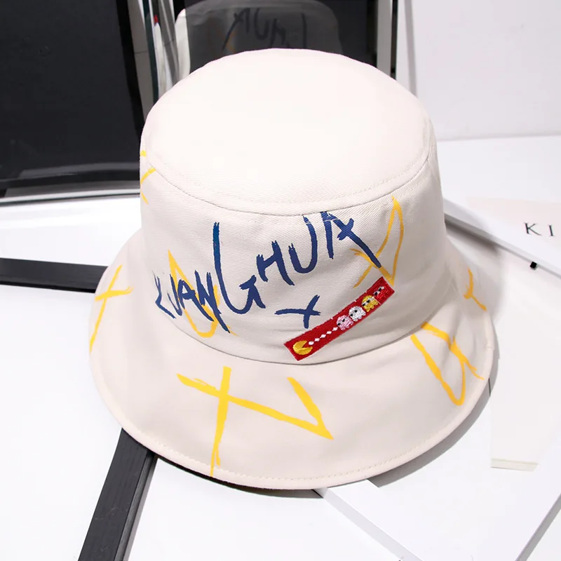 Men Women Hip Hop Hat  Casual Skateboard Hat Street Personality Letter Graffiti Fisherman Hat