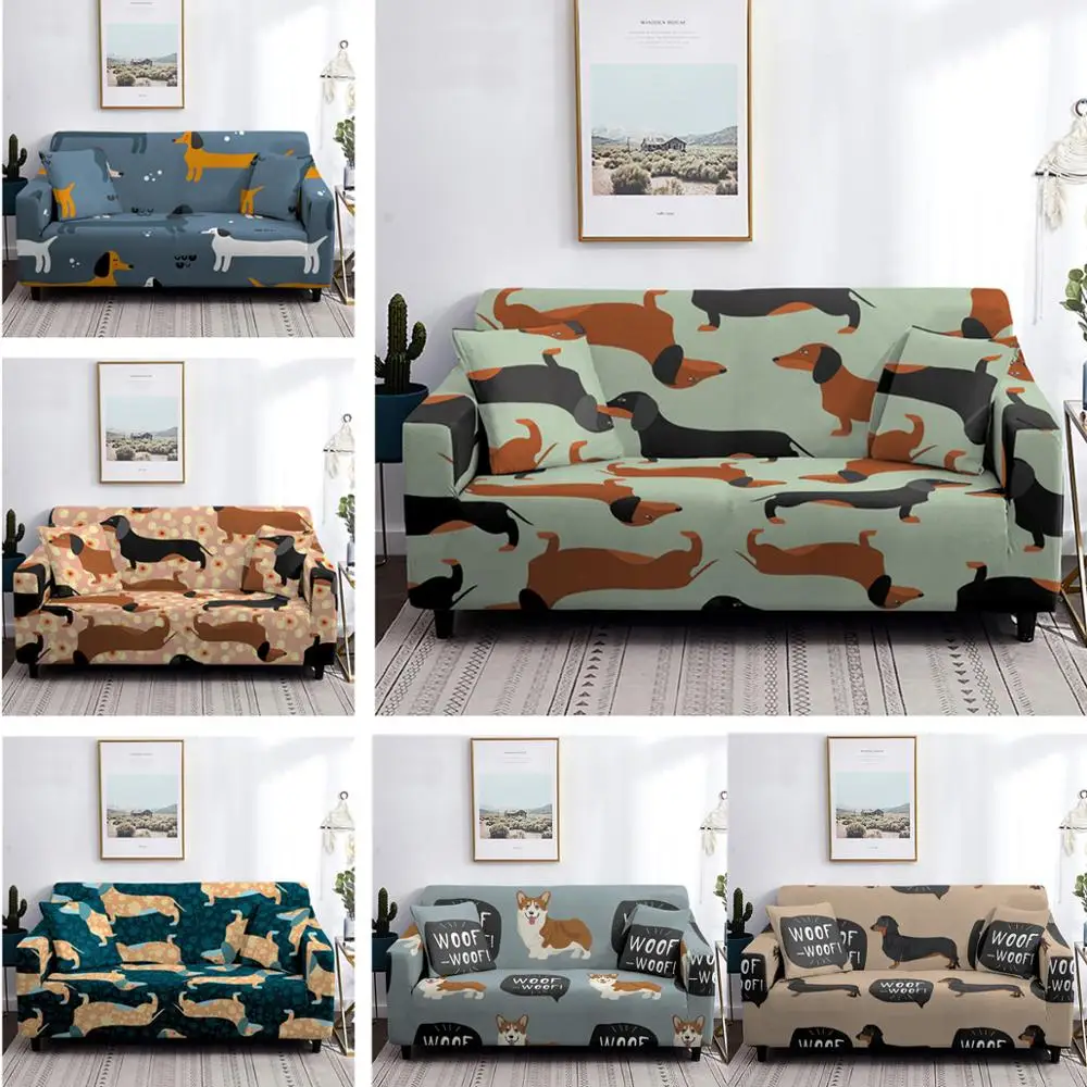 

1Pcs Cartoon Puppy Dog Sofa Cover Stretch Sofa Slipcovers Furniture Decor Sofa Cover For Living Room Couch Cover 1/2/3/4 Seater