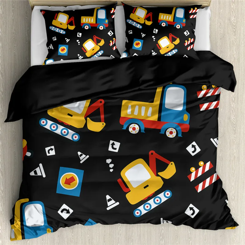 

Excavator Tractor Comforter Cover 3D Machinery Bulldozer Printed Bedding Set Cartoon Duvet Cover with Pillowcases for Kids Boys