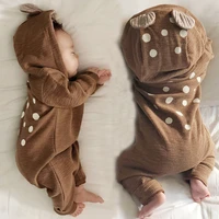 2022 new newborn infant hooded romper cute dot print baby boy jumpsuit toddler long sleeve romper autumn casual outerwear