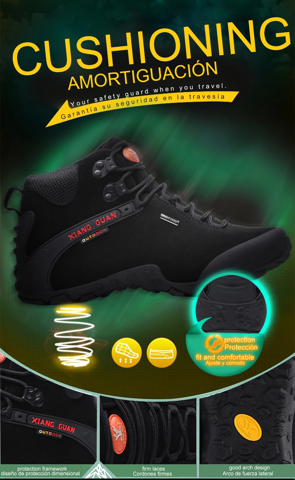 XIANG GUAN Men Hiking Shoes Male Waterproof Trekking Boots Outdoor Jogging Sneakers Tactical Trainers Climbing Mountain Shoes