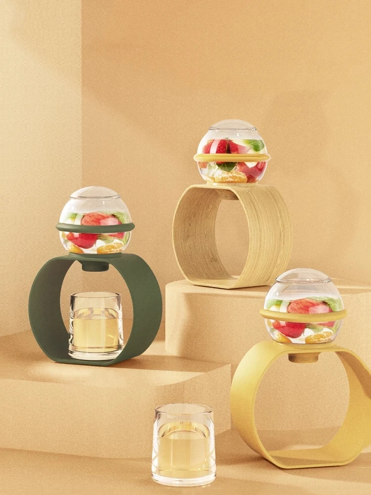 

Glass Water Dispenser Semi-automatic Teapot With Wood Tray Office Household Tea Set Flower Teacups Best Gift Exquisite Box