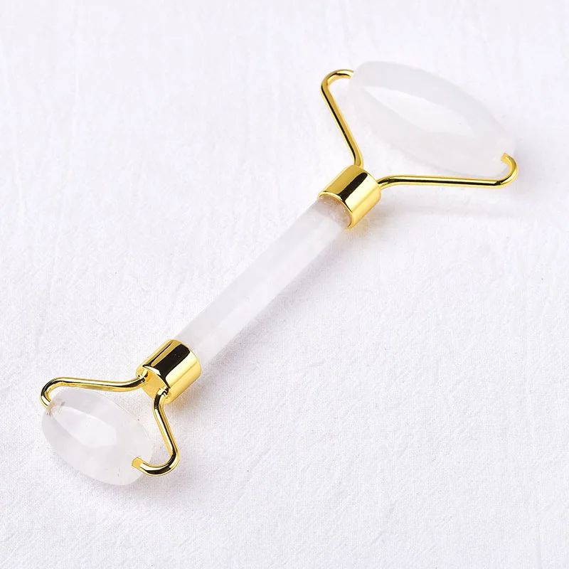 1 шт. натуральный двойной роликовый массажный инструмент для лица розовый кварц