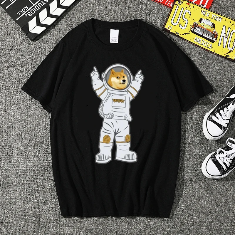 

Digital printing see you on the moon dogecoin t-shirt men's fashion original house cotton loose casual crew neck T-shirt