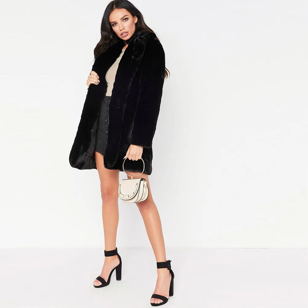 Осенне-зимнее длинное пальто Женское из искусственного меха женское теплое