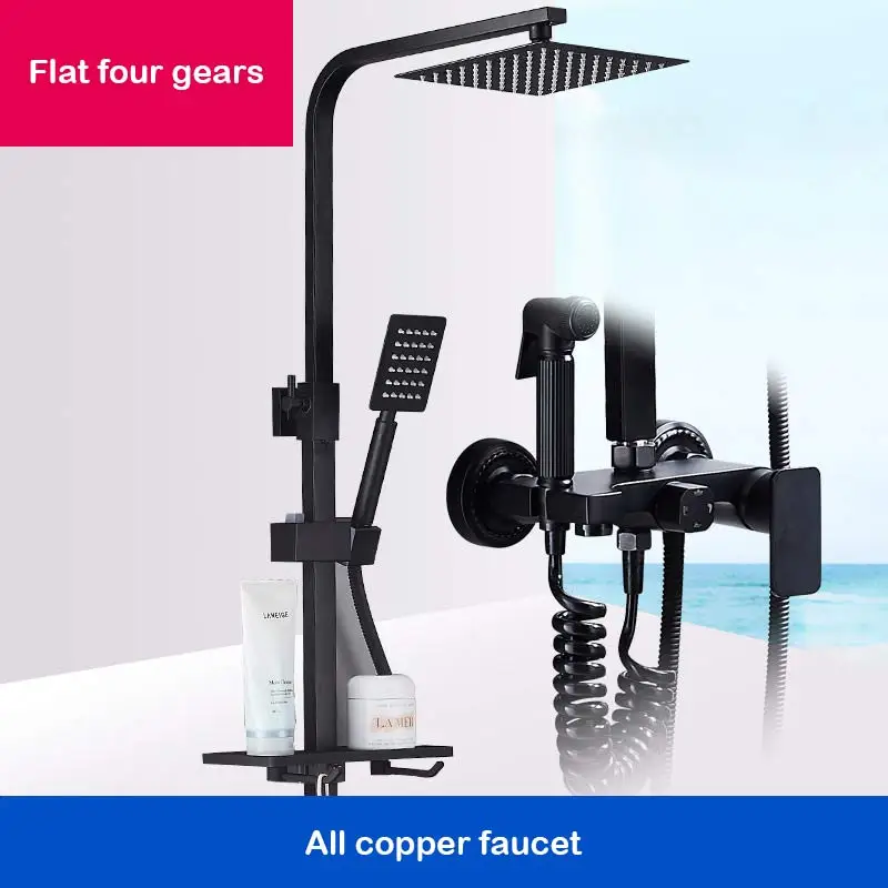 

AE02XC-0009 black bathroom system all-copper intelligent constant temperature digital display color changing rain shower set