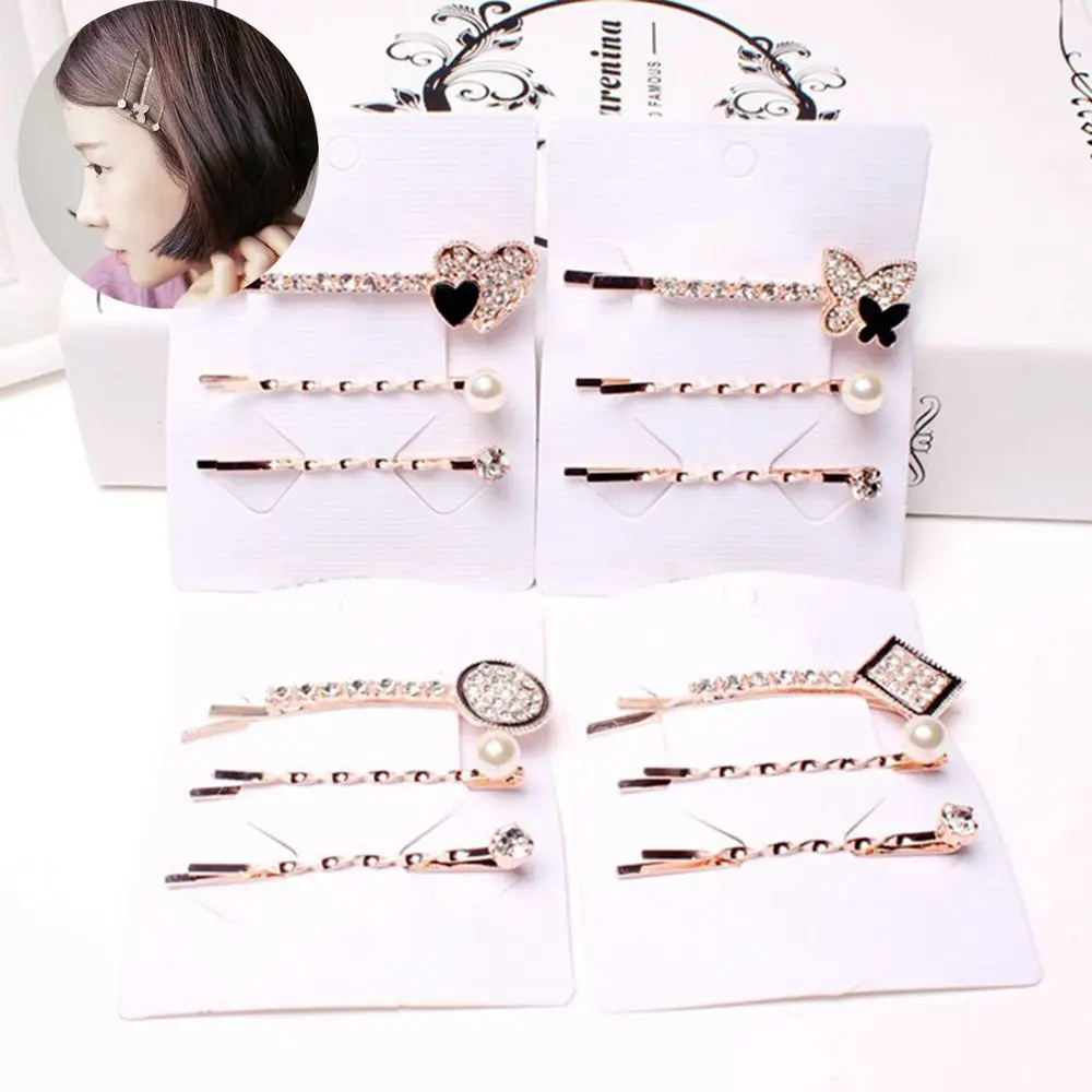 3 шт./компл. элегантная квадратная круглая заколка для волос с кристаллами и