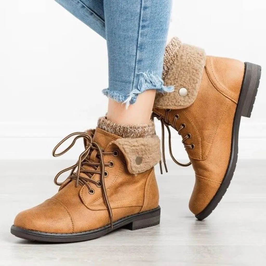 Женские кожаные зимние ботинки с плюшевой стелькой теплые Нескользящие