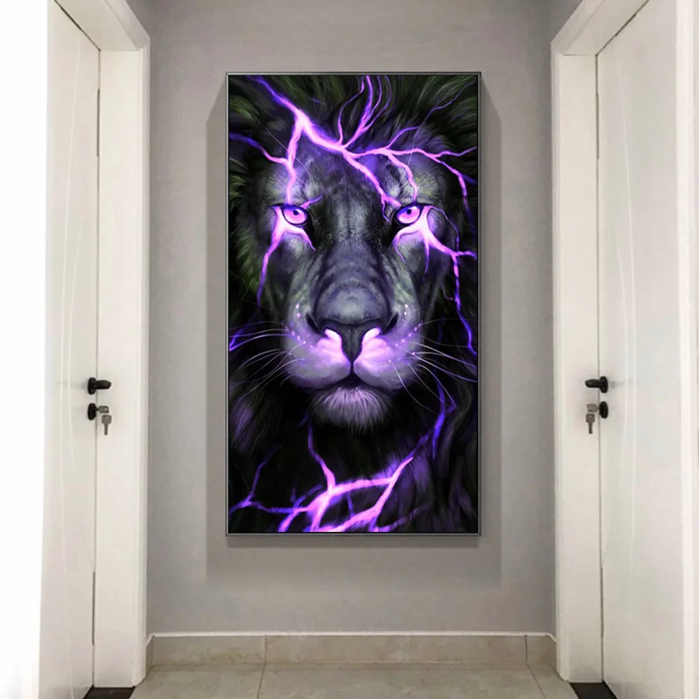Животное Искусство молния картина Львы на холсте стены художественные плакаты и