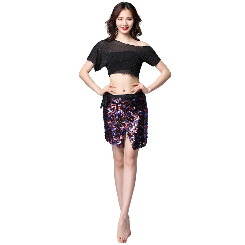 Женский топ для танца живота тренировочный набедренный платок с блестками