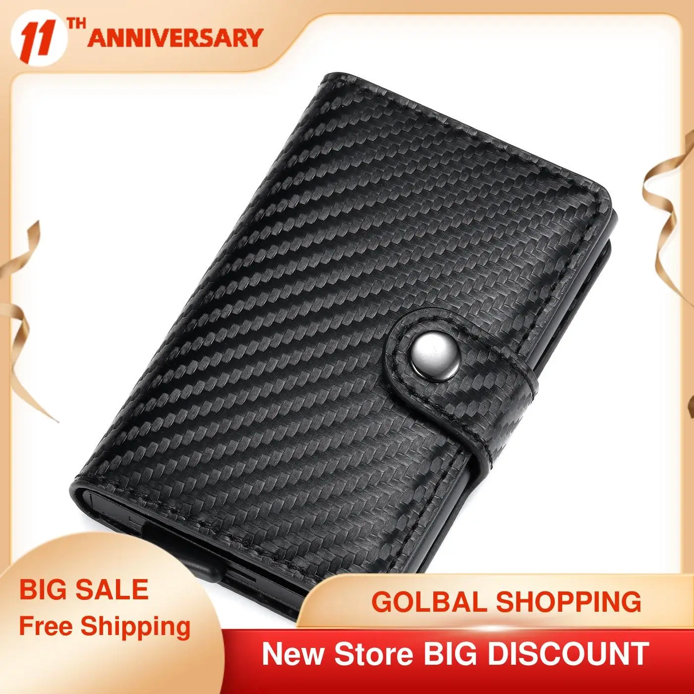 

Carbon Fiber Card Holder Wallets Men Brand RFID Black Magic Trifold Leather Slim Mini Wallet Small Money Bag Male Purses
