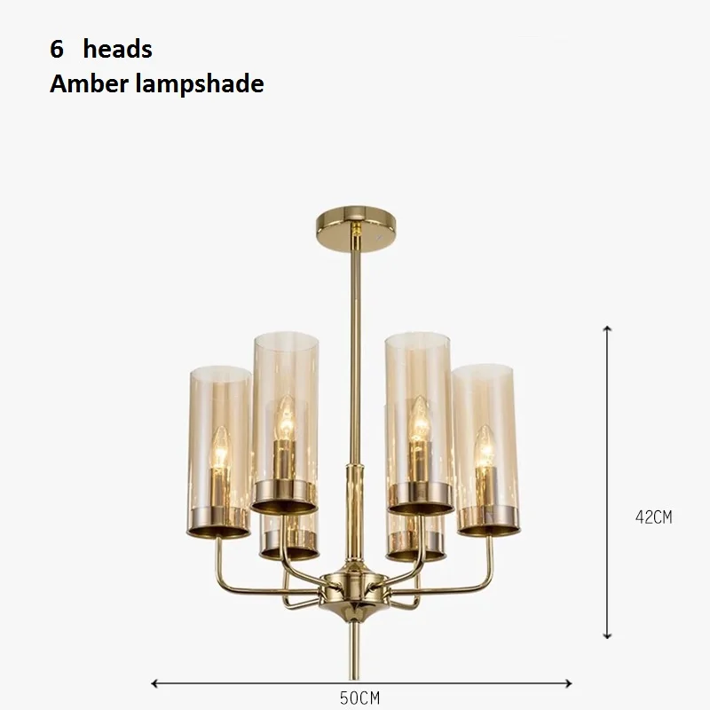 6 heads Amber glass LukLoy Новая Люстра из голубого стекла, спальня, Янтарная стеклянная лампа с абажуром, Роскошный кулон для гостиной, ресторана, лампа для украшения - Цвет абажура: 6 heads Amber glass