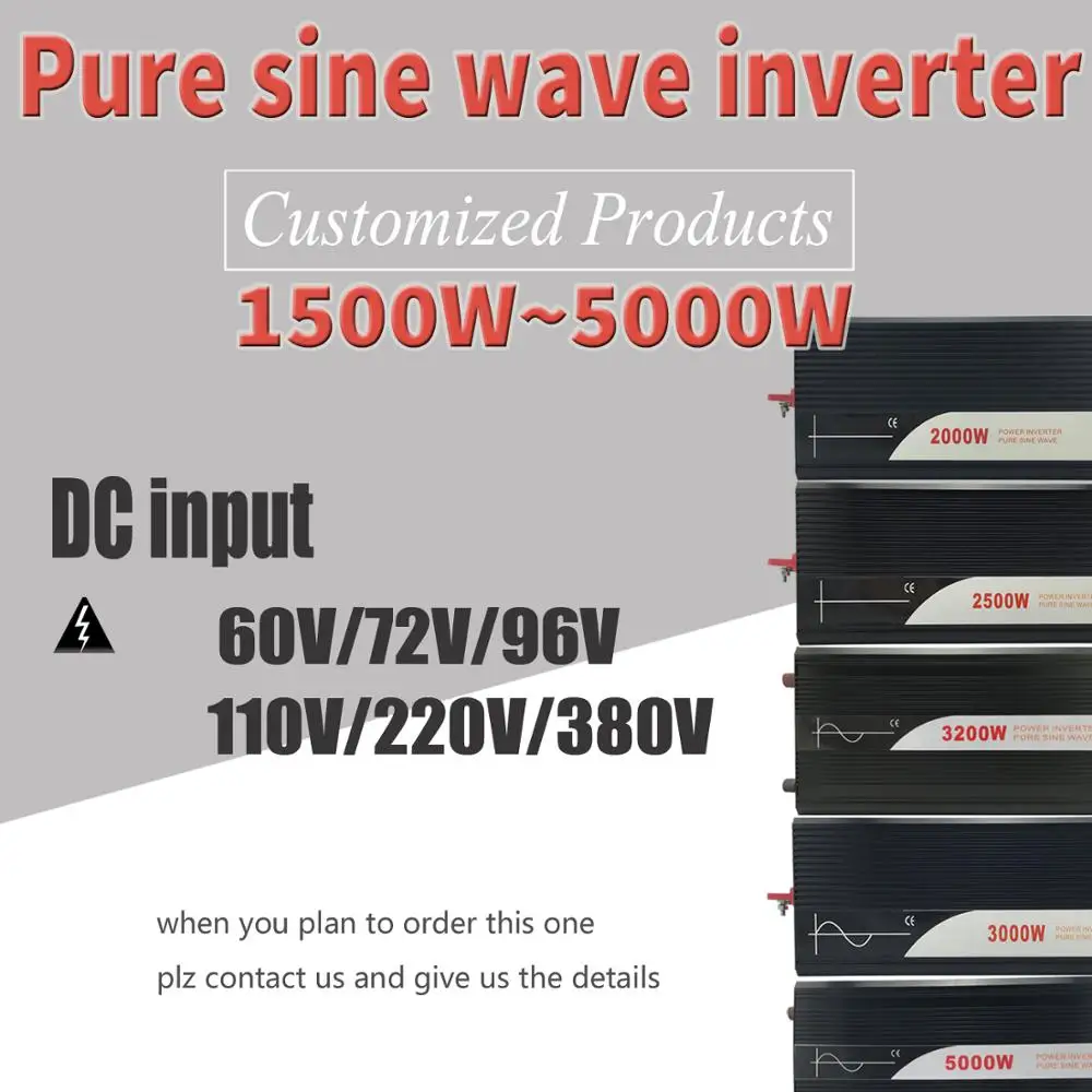 Inverter 380V 1000W 2000W 2500W 3000W 3200W 5000W Pure sine wave Solar Power inverter AC 60V/72V/96V/110V/380V For tailor-made