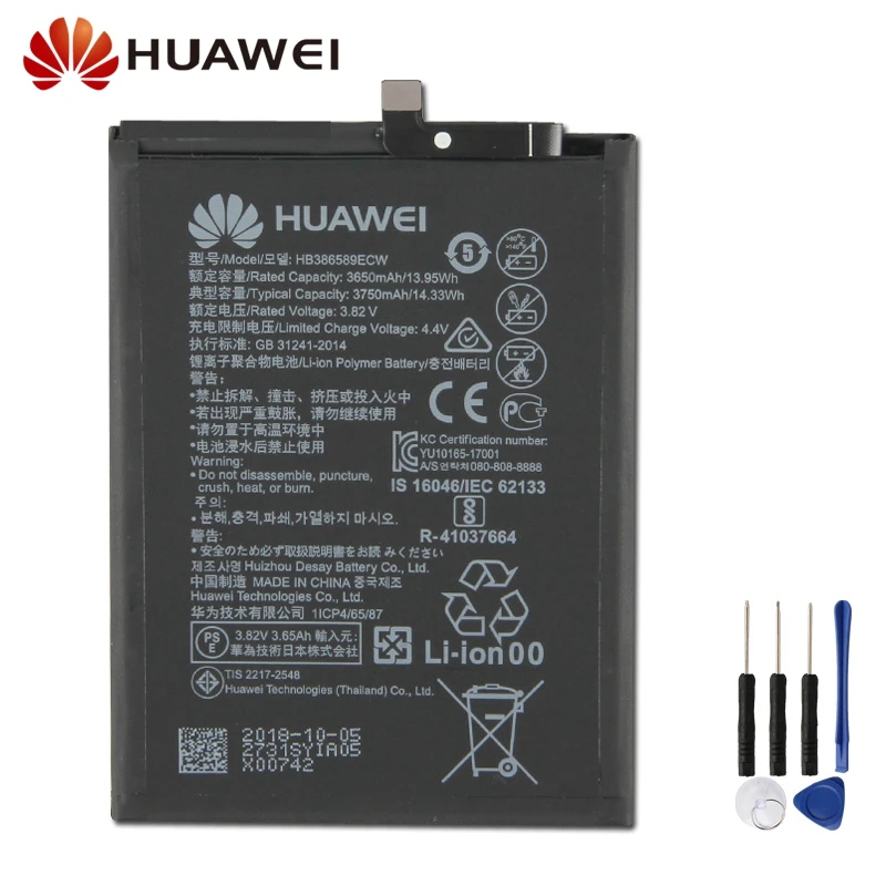 Оригинальная сменная батарея для телефона huawei Nova3 Honor Play Nova 4 HB386589ECW аутентичная аккумуляторная батарея 3750 мАч