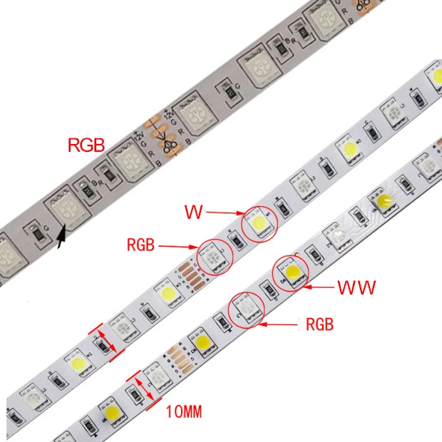 RiRi won smd RGB Светодиодный светильник 5 м DC 12 В 5050 30 светодиодов RGBW светодиодный светильник RGBWW Диодная лента неводонепроницаемая лента