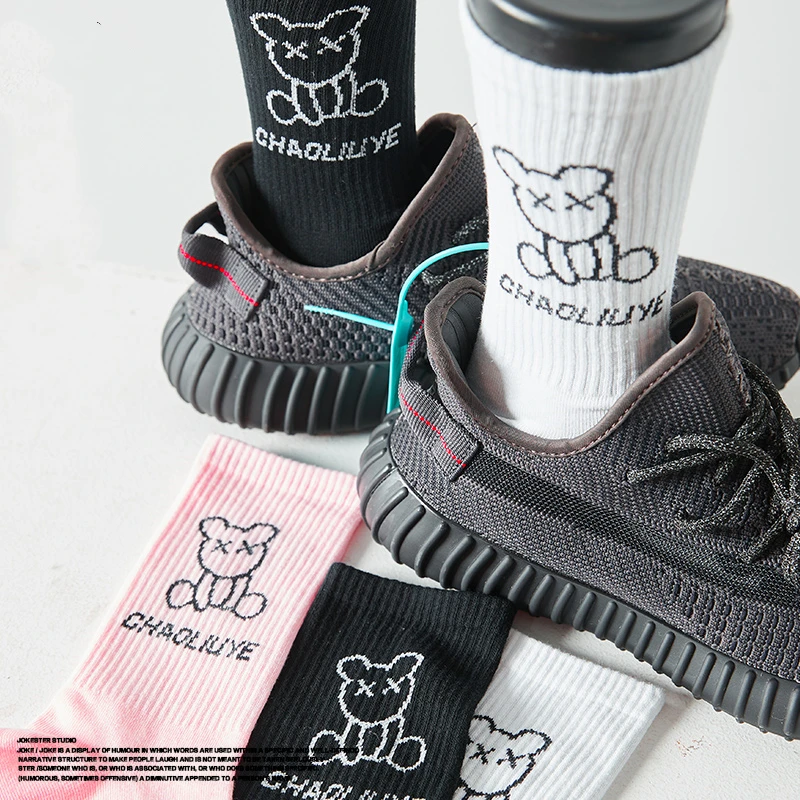 

XX Смешные медвежонки Женские повседневные носки женские теплые милые каваи Мультяшные милые хлопковые носки смешные милые хипстерские нос...