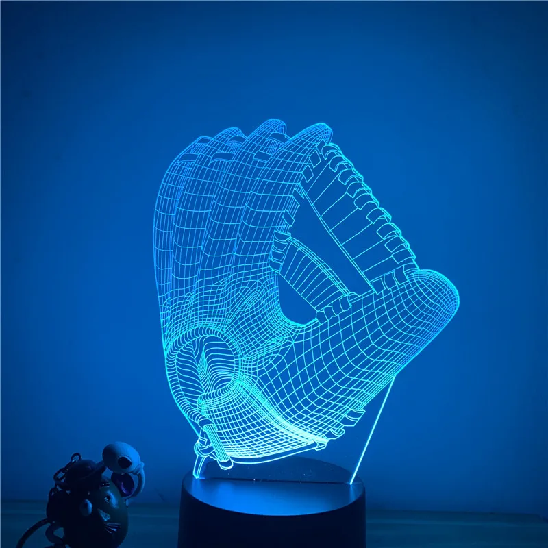 3D светодиодный ночсветильник бейсбольная перчатка экшн фигурка 7 цветов