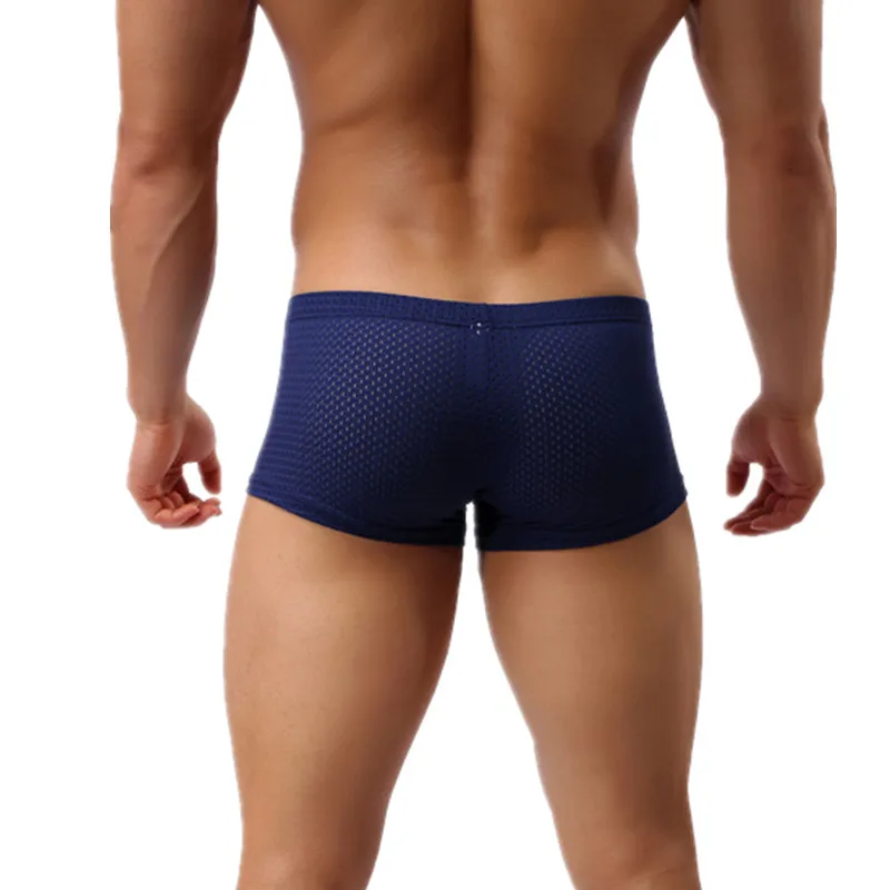 Трусы боксеры мужские сетчатые дышащие трусы с U образным выпуклым мешочком