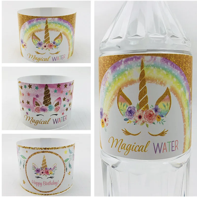 24 шт. наклейки на бутылки в виде единорога|Украшения своими руками для вечеринки|