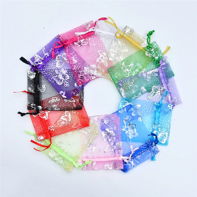

NEW Wholesale 100PCS Organza Bag Butterfly Design Eyelash Packaging Drawstring Pouches Organza Creative Eyelashes Gift Package