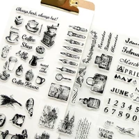 vintage coffee building silicone clear stamp diy decorative diary journal craft scrapbooking planner stamps stationery