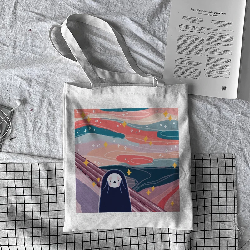 

Симпатичная сумка для покупок с мультяшным рисунком, сумка для покупок, летняя Холщовая Сумка на одно плечо, вместительная универсальная су...