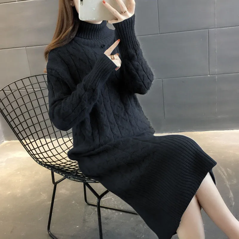 Осень-зима 2019 Женская водолазка свободный свитер с длинным рукавом пуловеры