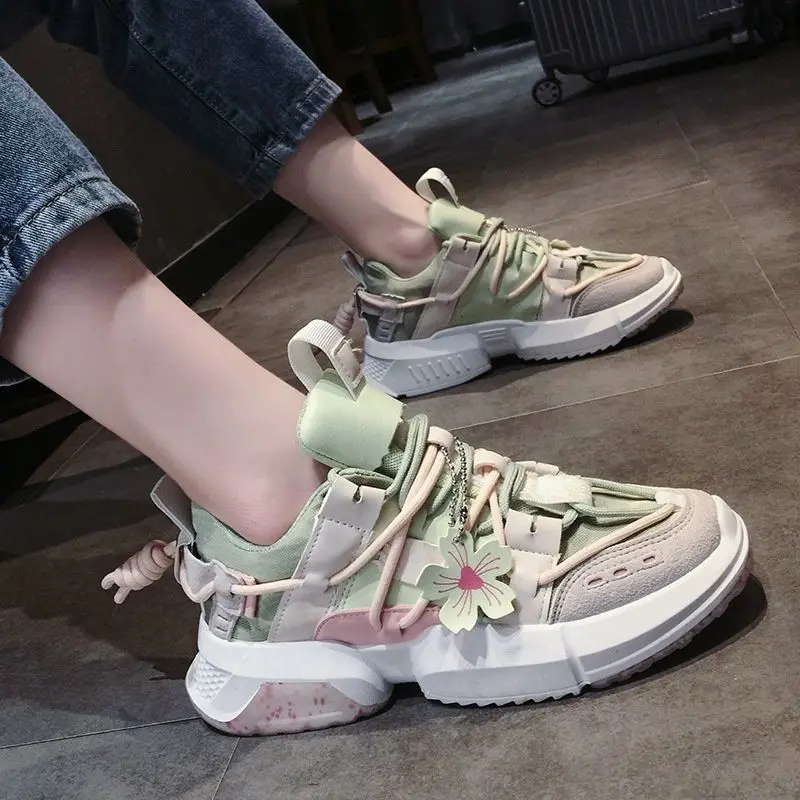 

ins super fire cherry blossom old shoes 2021 summer new Korean version of fairy sneakers breathable thick-soled casual shoes