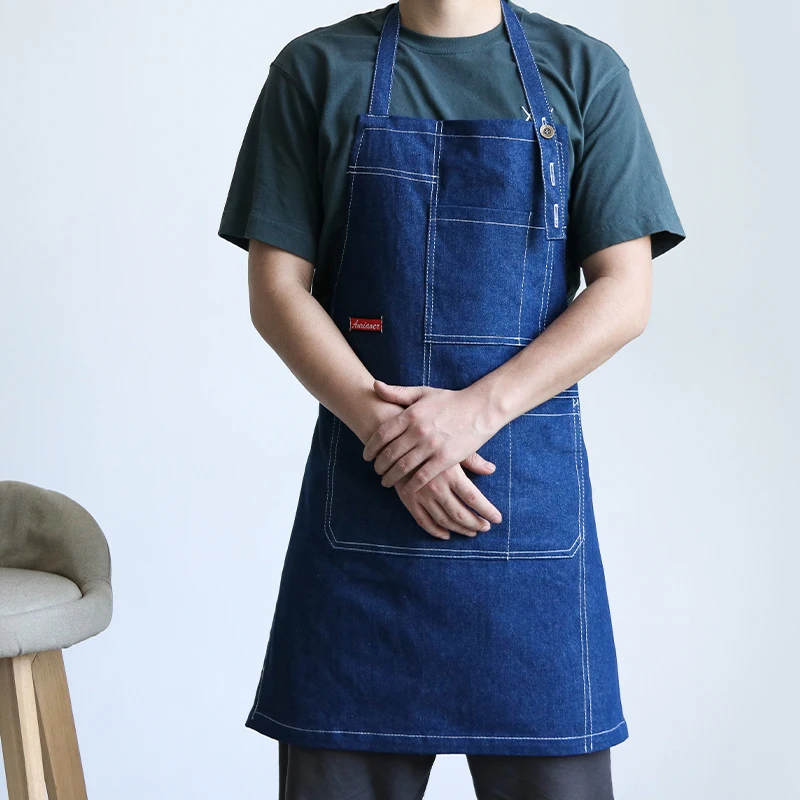 

Denim apron, baking, hairdressing, manicure, milk tea shop, kitchen, work apron, custom logo