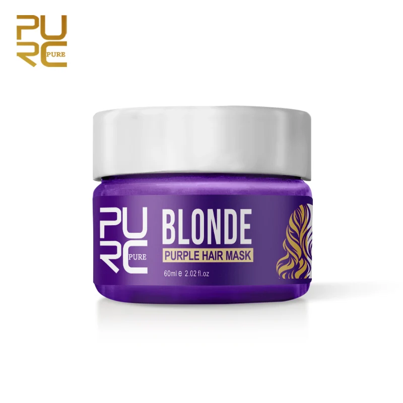 

PURC Purple Hair Mask Removes Yellow And Brassy Tones Repairs Frizzy Make Hair Soft Smooth Professional Hair Mask Hair Care 60ml
