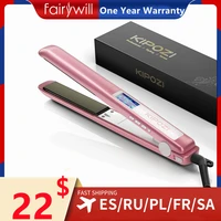 kipozi brand professional flat iron ceramic vapor curler hair straightener fast heating iron with lcd display easy to use