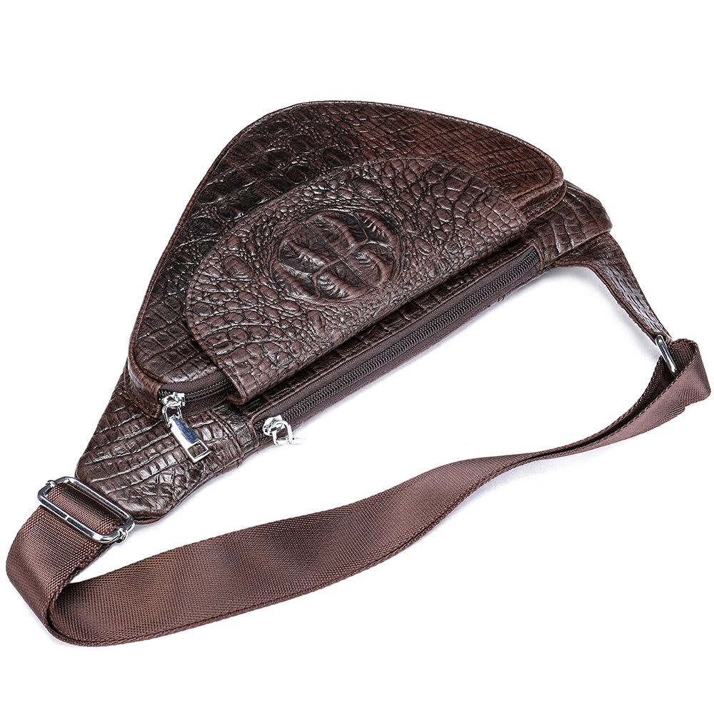 Нагрудная сумка WESTAL для мужчин Сумка кросс-боди из натуральной кожи аллигатора