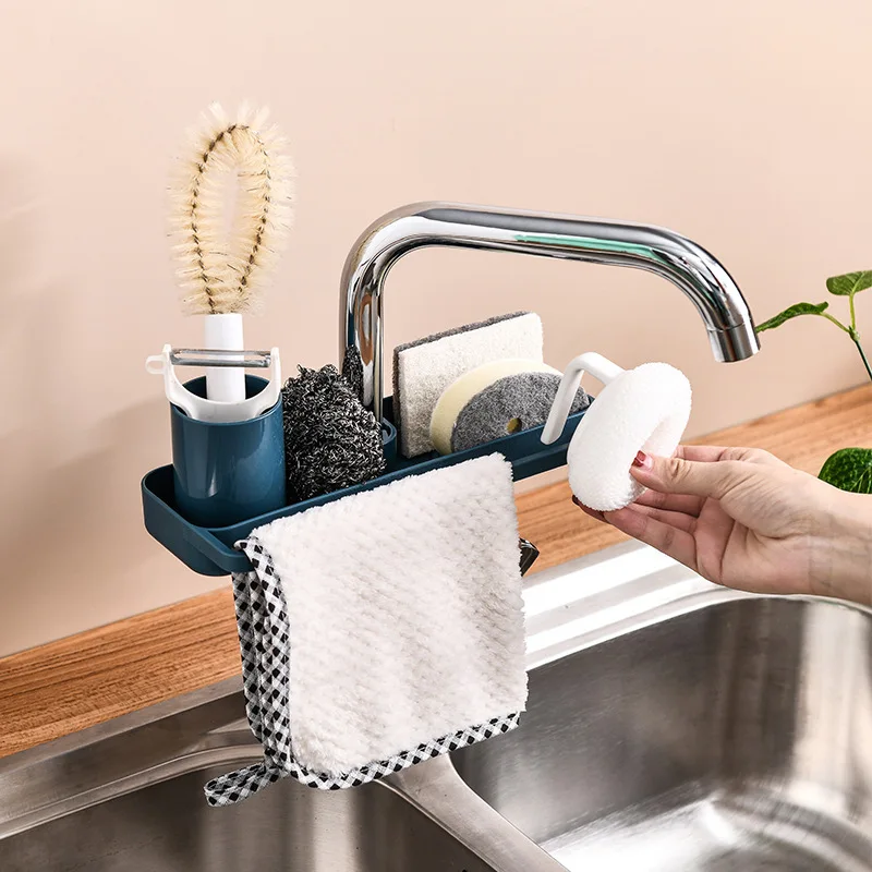 Sink Hanging Storage Rack Holder Faucet Clip Bathroom Kitchen Dishcloth Shelf Drain Dry Towel Organizer | Дом и сад