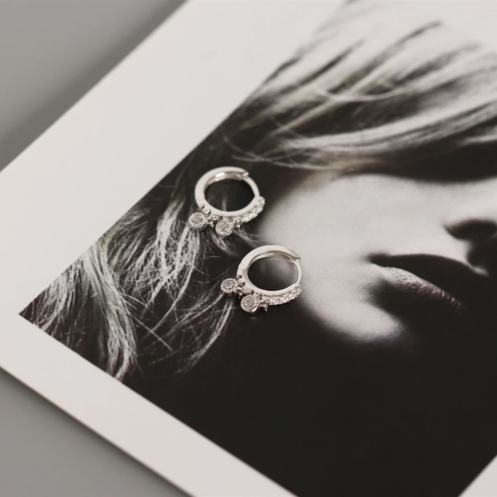 925 пробы серебряные женские серьги-кольца маленькие круглые AAA Cz Свадебные