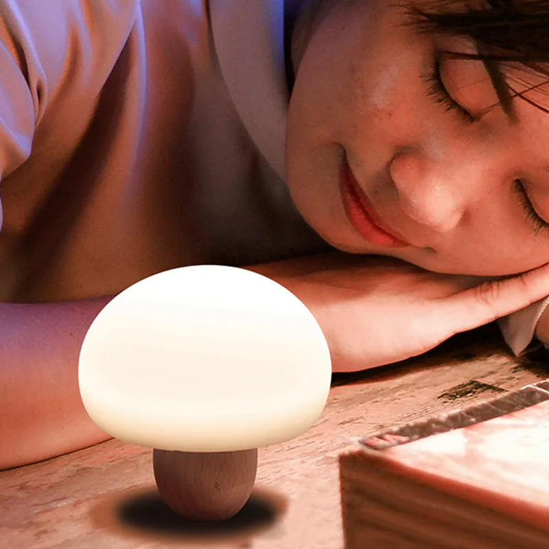 Mini USB Rechargeable Smart Timing Mushroom Night Light Cartoon Design Silicone LED Lamp Warm Table for Bedroom Decor | Лампы и