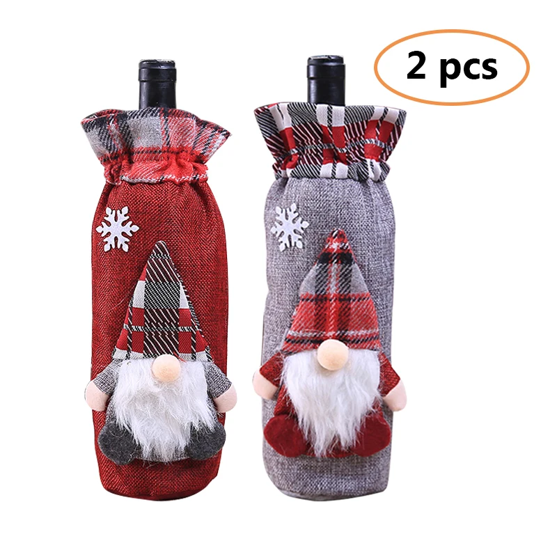 Рождественская бутылка для вина Декор комплект с крышкой Санта Клаус снеговик