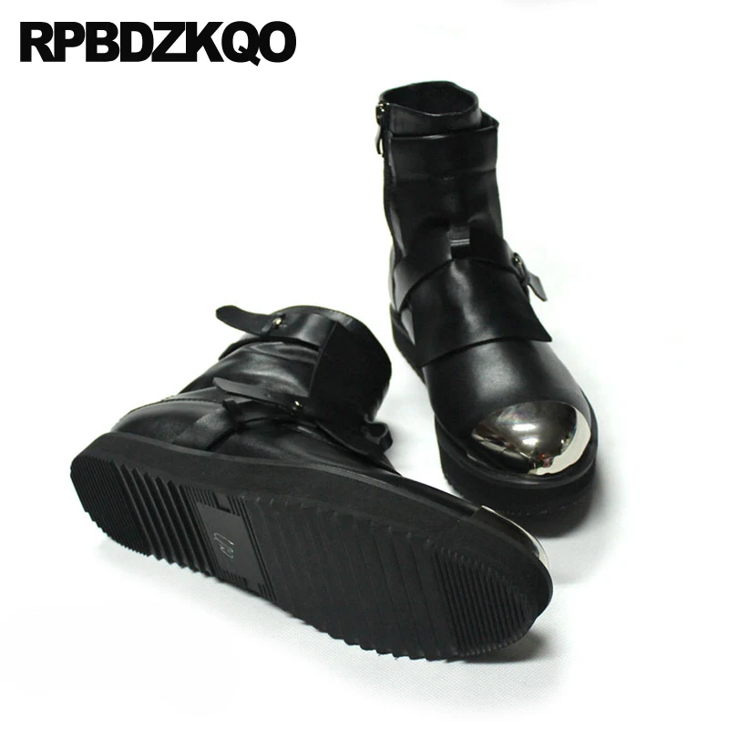 панк мужская Плюс размер ретро мото боты металик молния высокое качество