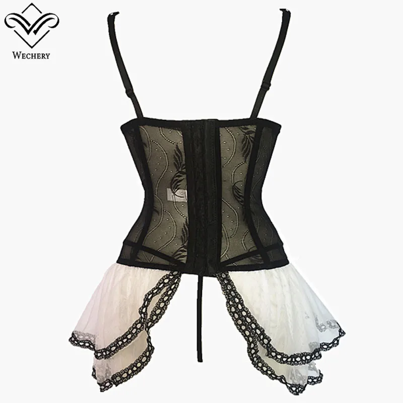 Wechery женский кружевной сексуальный сетчатый корсет в стиле стимпанк Топы Пуш ап