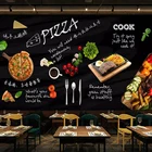 Пользовательские Настенные обои 3D черная ручная роспись пиццы западный ресторан фон Настенный декор креативное искусство Papel де Parede Fresco