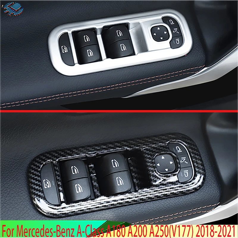 

For Mercedes-Benz A-Class A180 A200 A250(V177/W177) 2018-2021 ABS Chrome Door Window Armrest Cover Switch Panel Trim Garnish